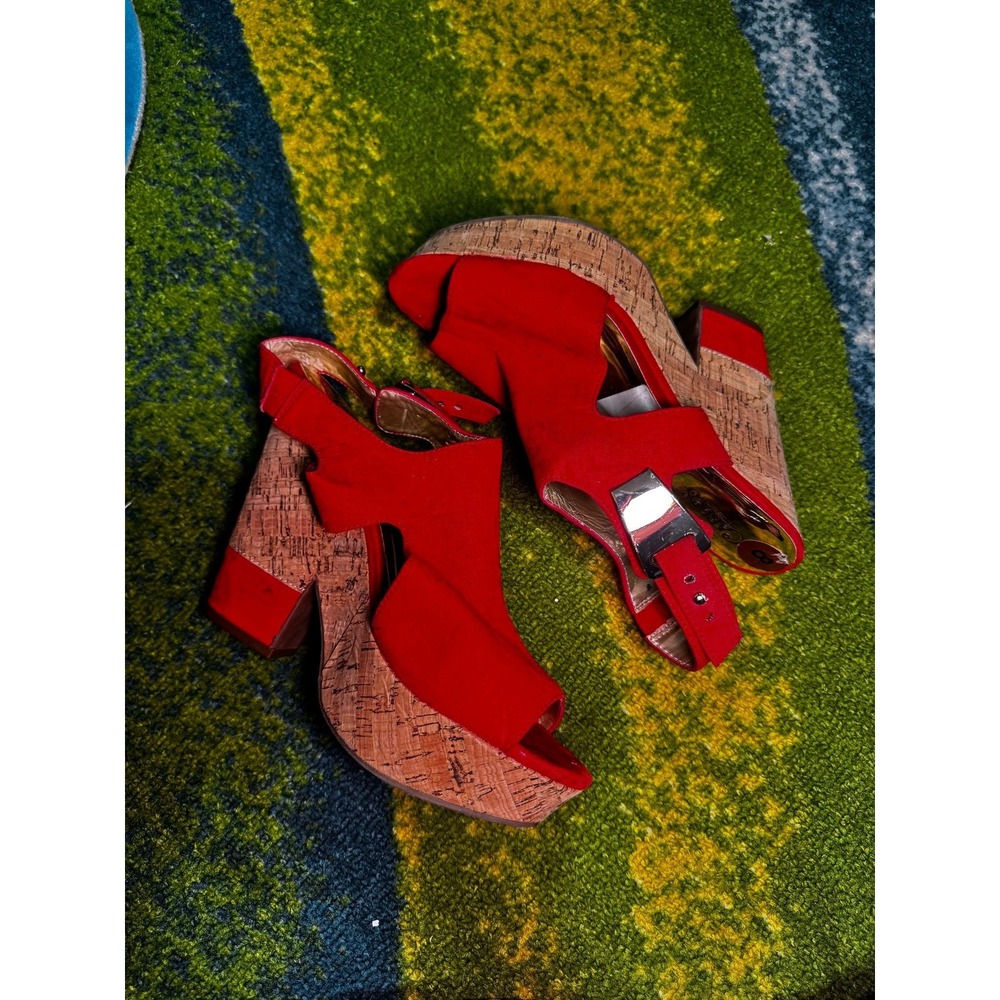 Carlos Santana red and gold cork shoes